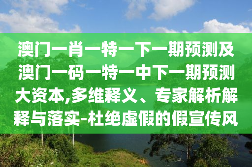 澳門(mén)一肖一特一下一期預(yù)測(cè)及澳門(mén)一碼一特一中下一期預(yù)測(cè)大資本,多維釋義、專(zhuān)家解析解釋與落實(shí)-杜絕虛假的假宣傳風(fēng)
