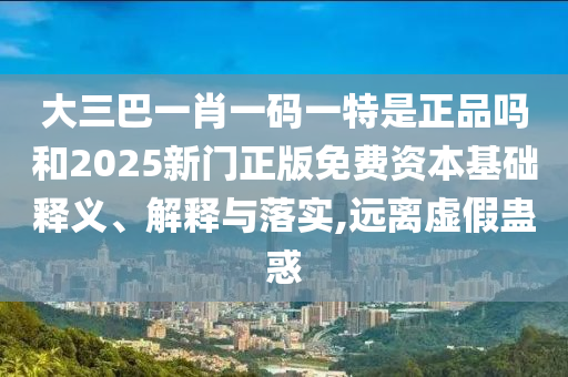 大三巴一肖一碼一特是正品嗎和2025新門正版免費資本基礎(chǔ)釋義、解釋與落實,遠(yuǎn)離虛假蠱惑