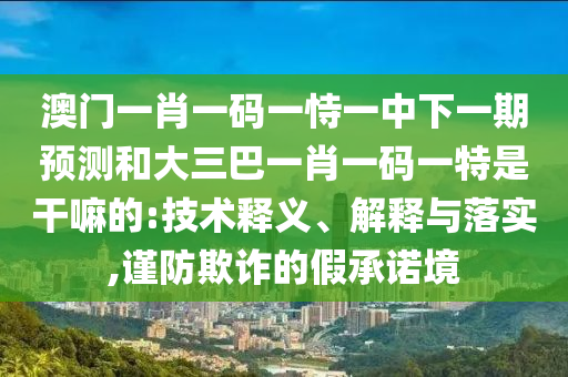 澳門一肖一碼一恃一中下一期預(yù)測和大三巴一肖一碼一特是干嘛的:技術(shù)釋義、解釋與落實,謹(jǐn)防欺詐的假承諾境